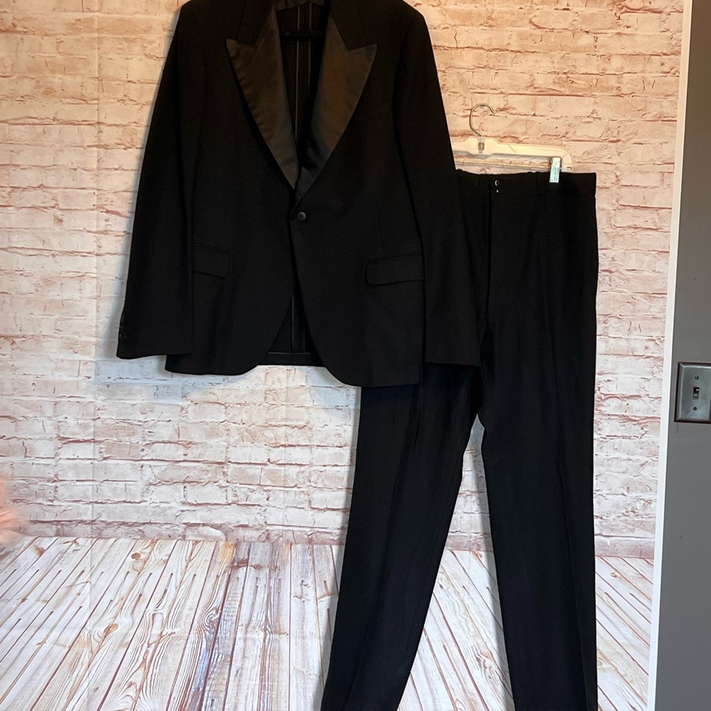 Vintage 100% wool tuxedo  jacket, pants & bow tie.